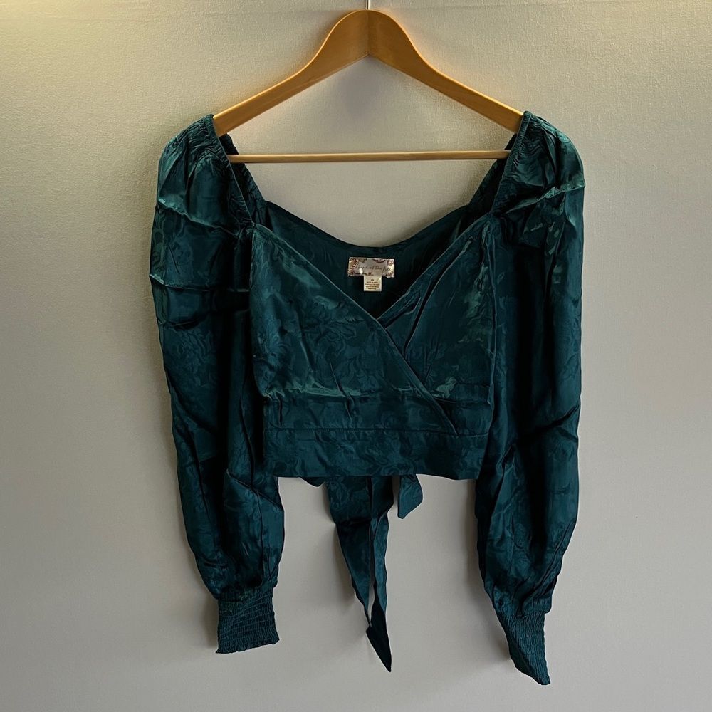 BAND OF THE FREE Chic Teal Wrap Blouse